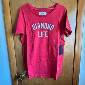 Diamond Supply Co. Women’s Red and White Diamond Life T-SHIRT Top Sz Medium NWT!